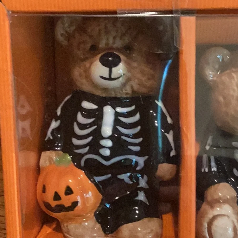 Halloween Teddy Bear Skeleton Salt & Pepper Set